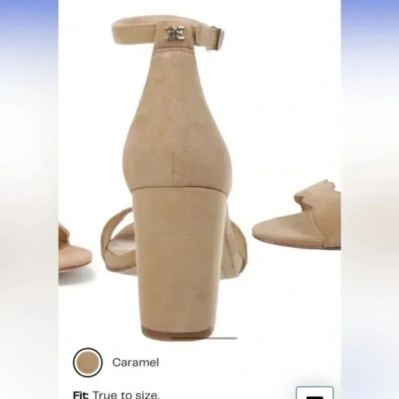 Sam Edelman 7M Womens Scalloped Heel Sandals Camel Suede Nude - Picture 3 of 8